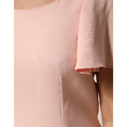 Pink Short Sleeves Round Neck Blouse Top