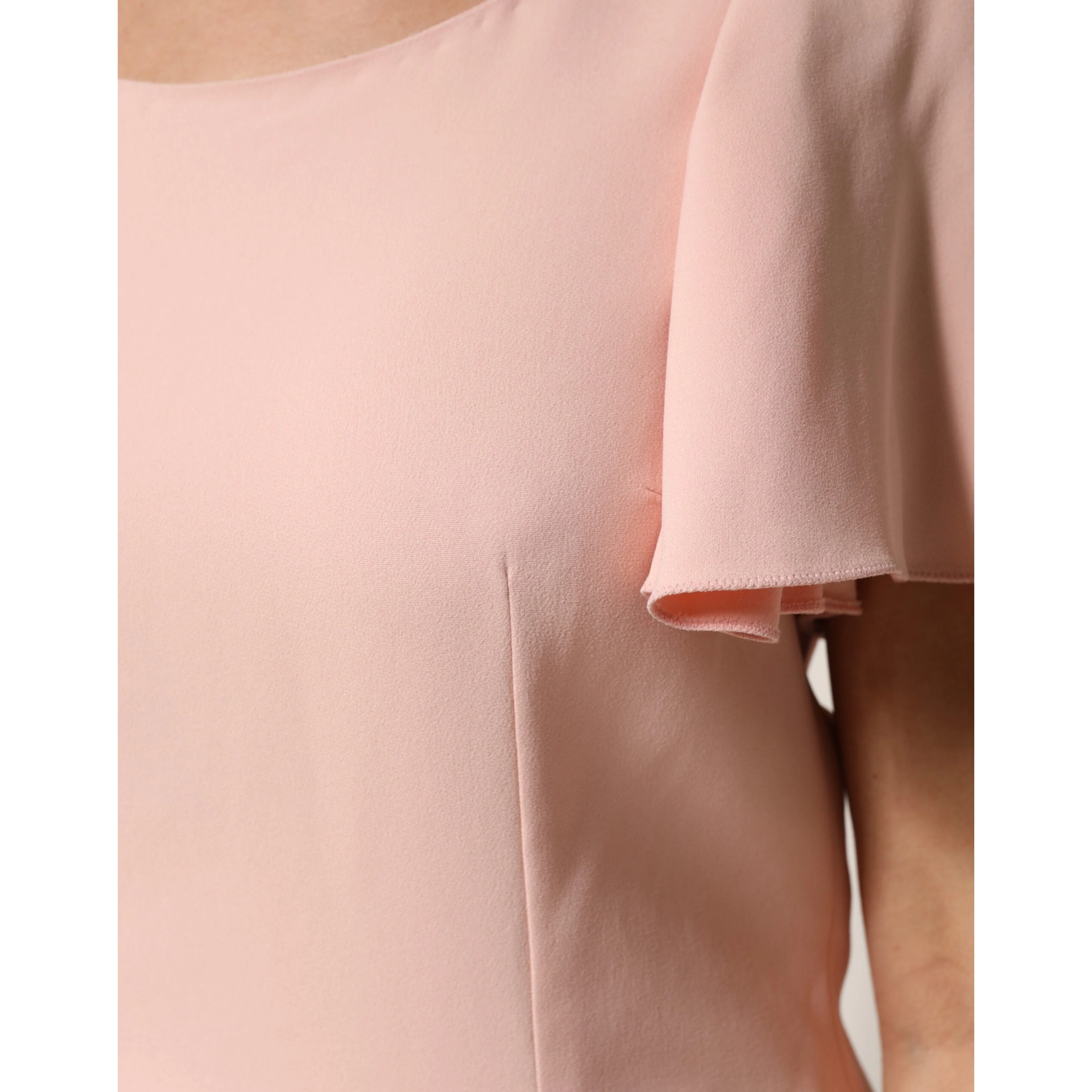 Pink Short Sleeves Round Neck Blouse Top