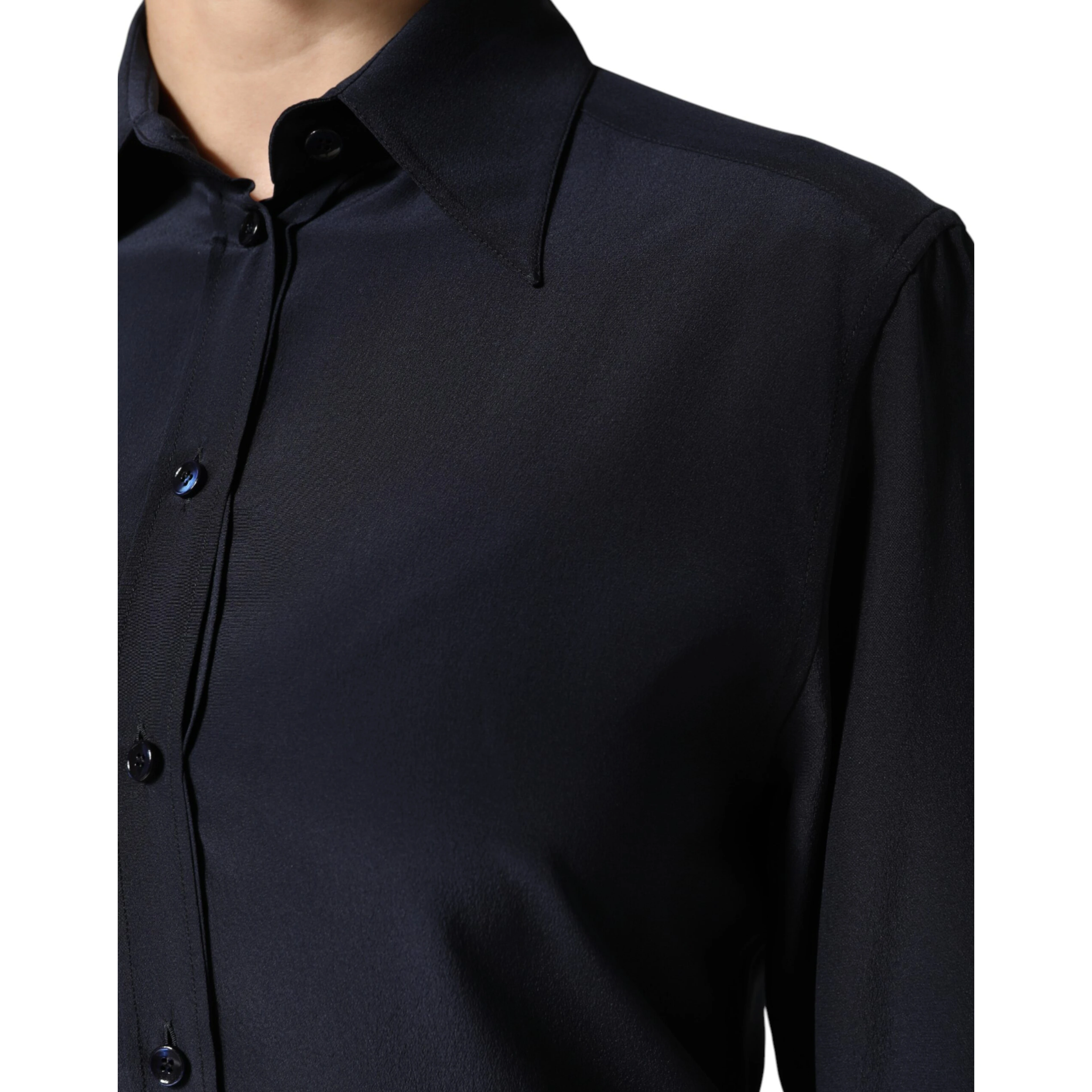 Blue Collared Long Sleeves Dress Shirt Top