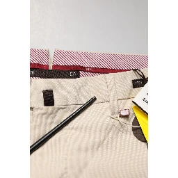 Beige Men Chino Mid Waist Straight Dress Trouser Pants