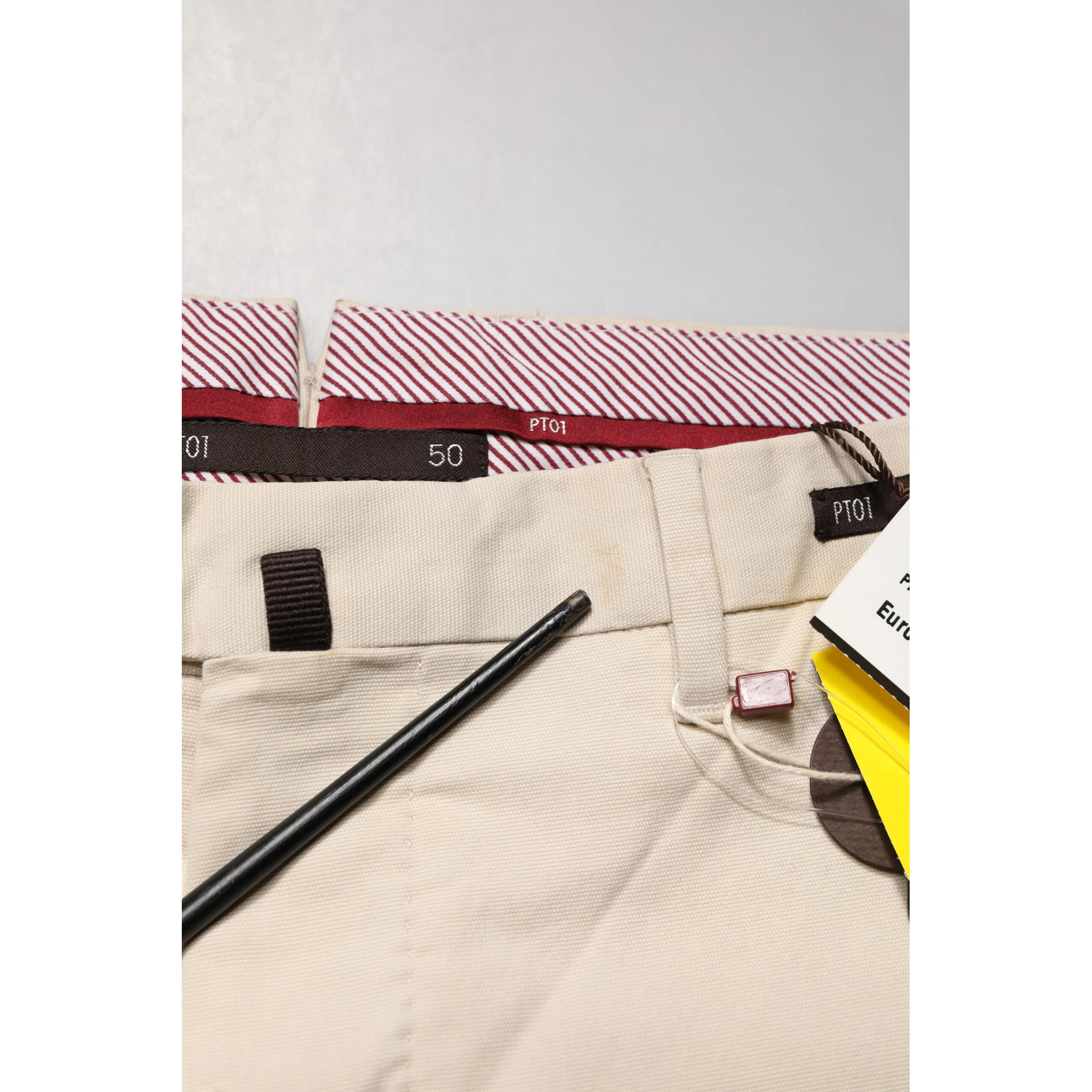 Beige Men Chino Mid Waist Straight Dress Trouser Pants