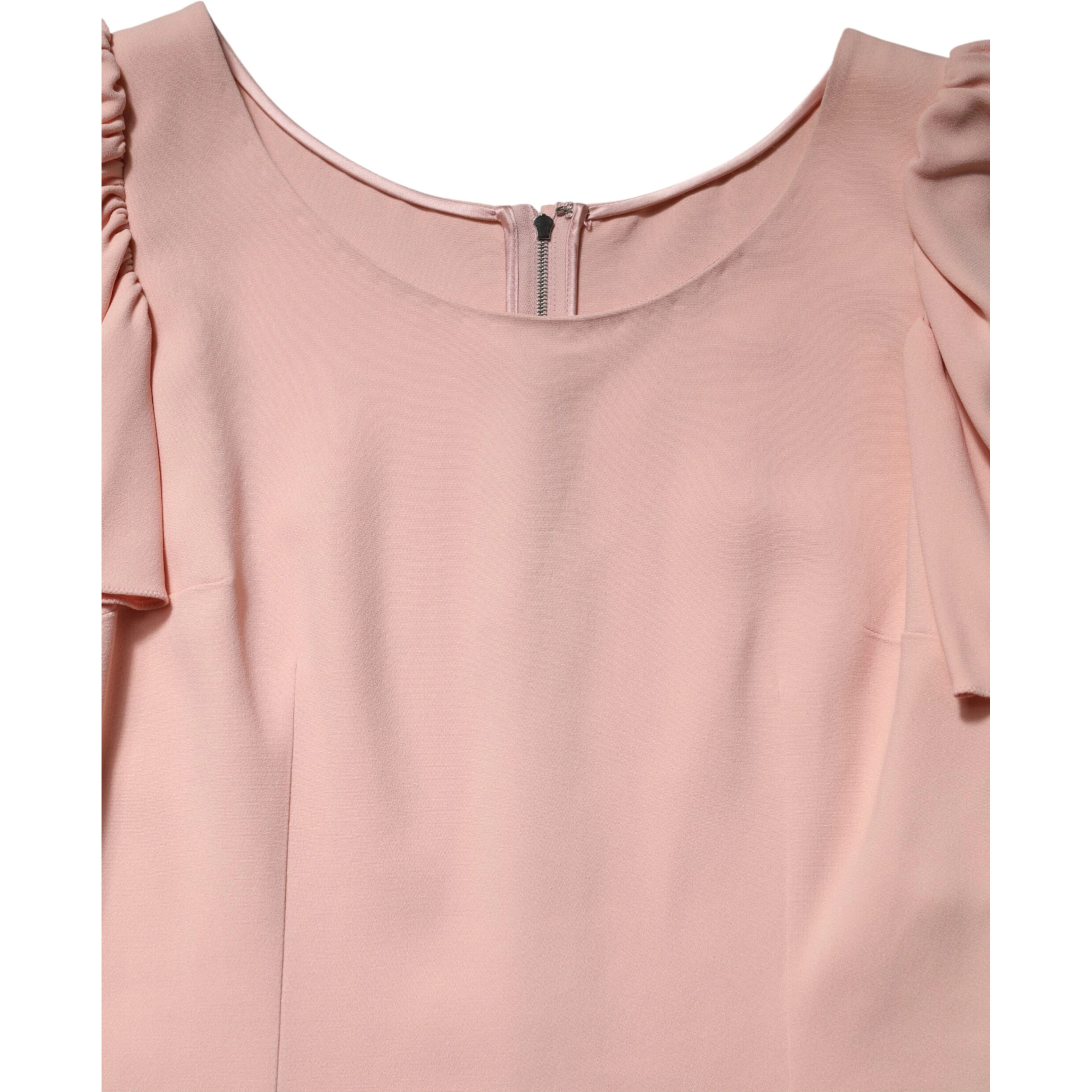 Pink Short Sleeves Round Neck Blouse Top