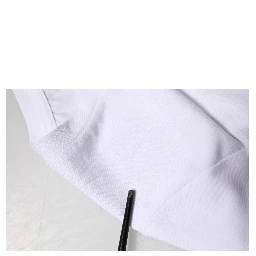 White Printed Cotton Stretch Crew Neck T-shirt