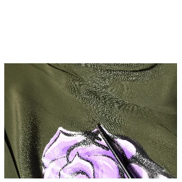 Top Green Acetate Collared Long Sleeves Floral Top