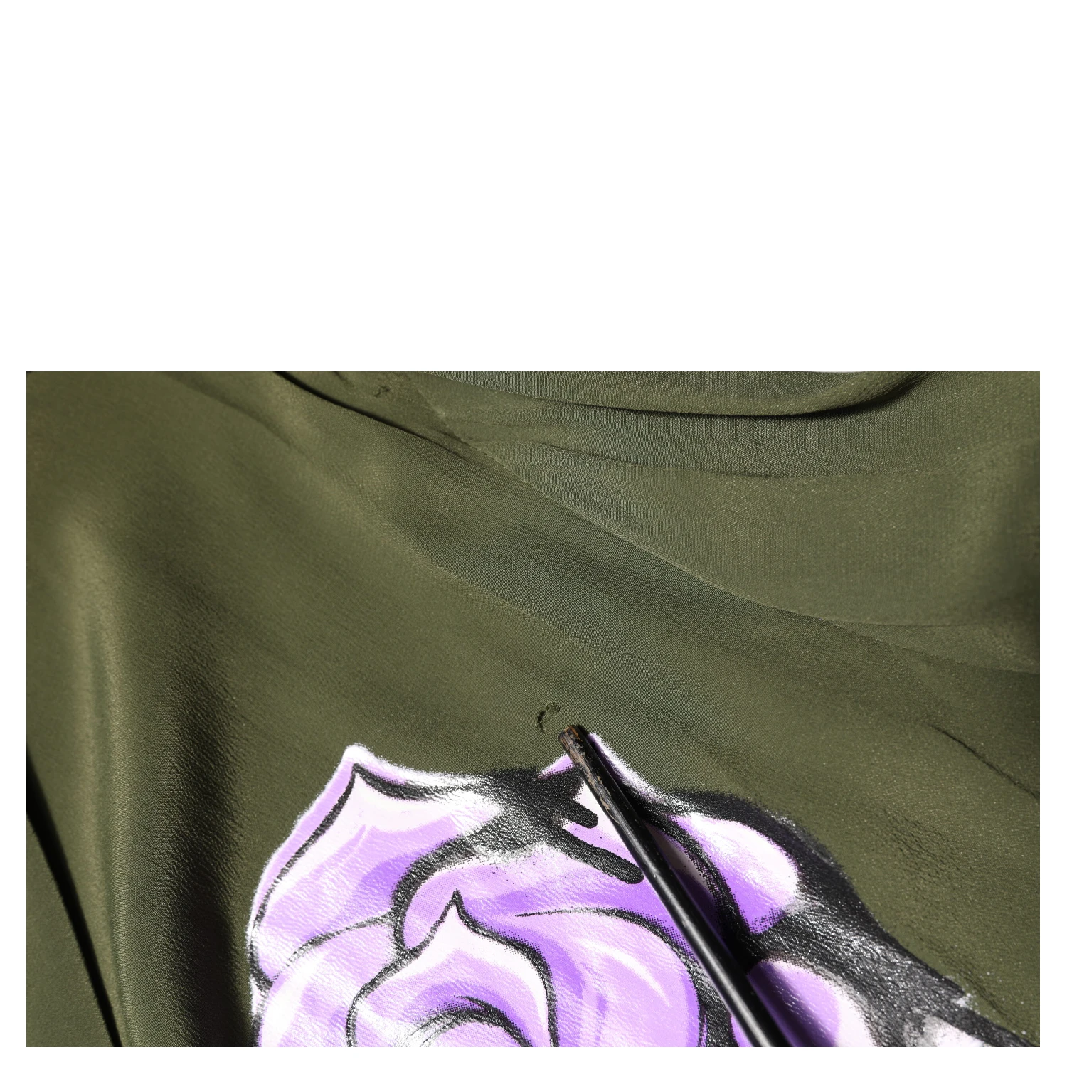 Top Green Acetate Collared Long Sleeves Floral Top