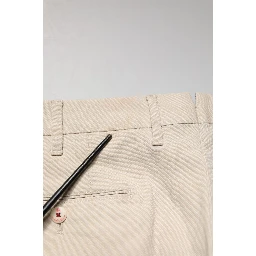 Beige Men Chino Mid Waist Straight Dress Trouser Pants