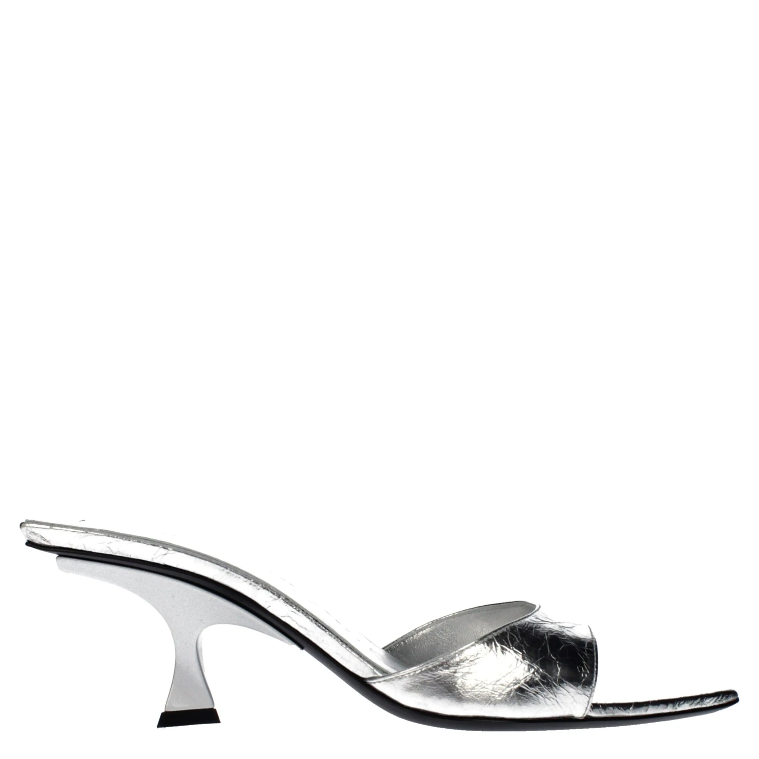 Gray Leather Flat Sandals