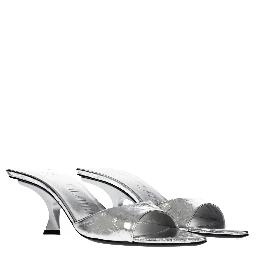 Gray Leather Flat Sandals