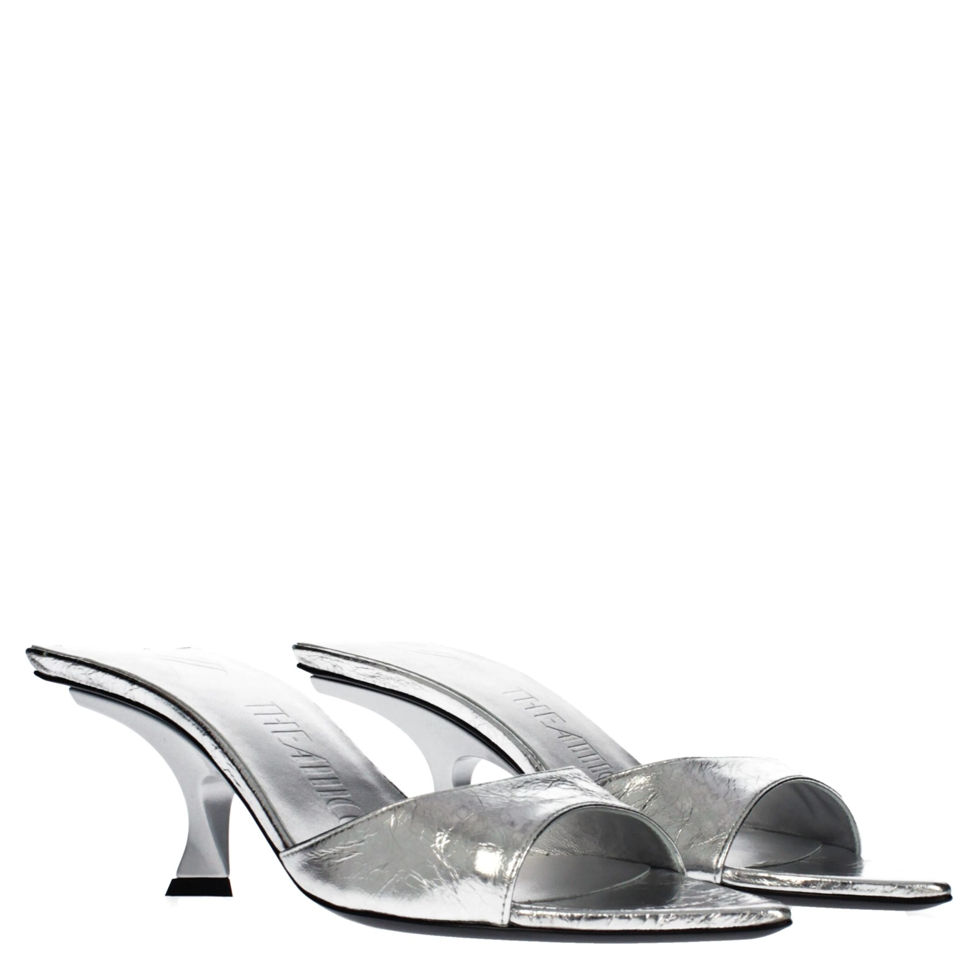 Gray Leather Flat Sandals