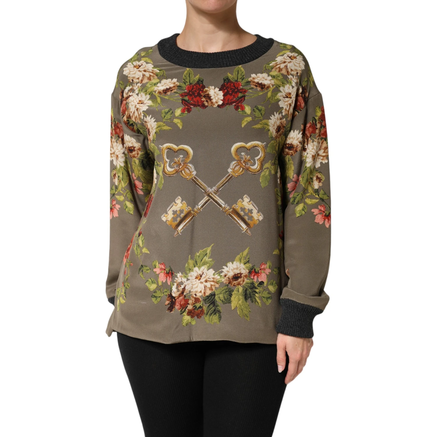 Enchanted Sicily Silk Crewneck Blouse Sweater