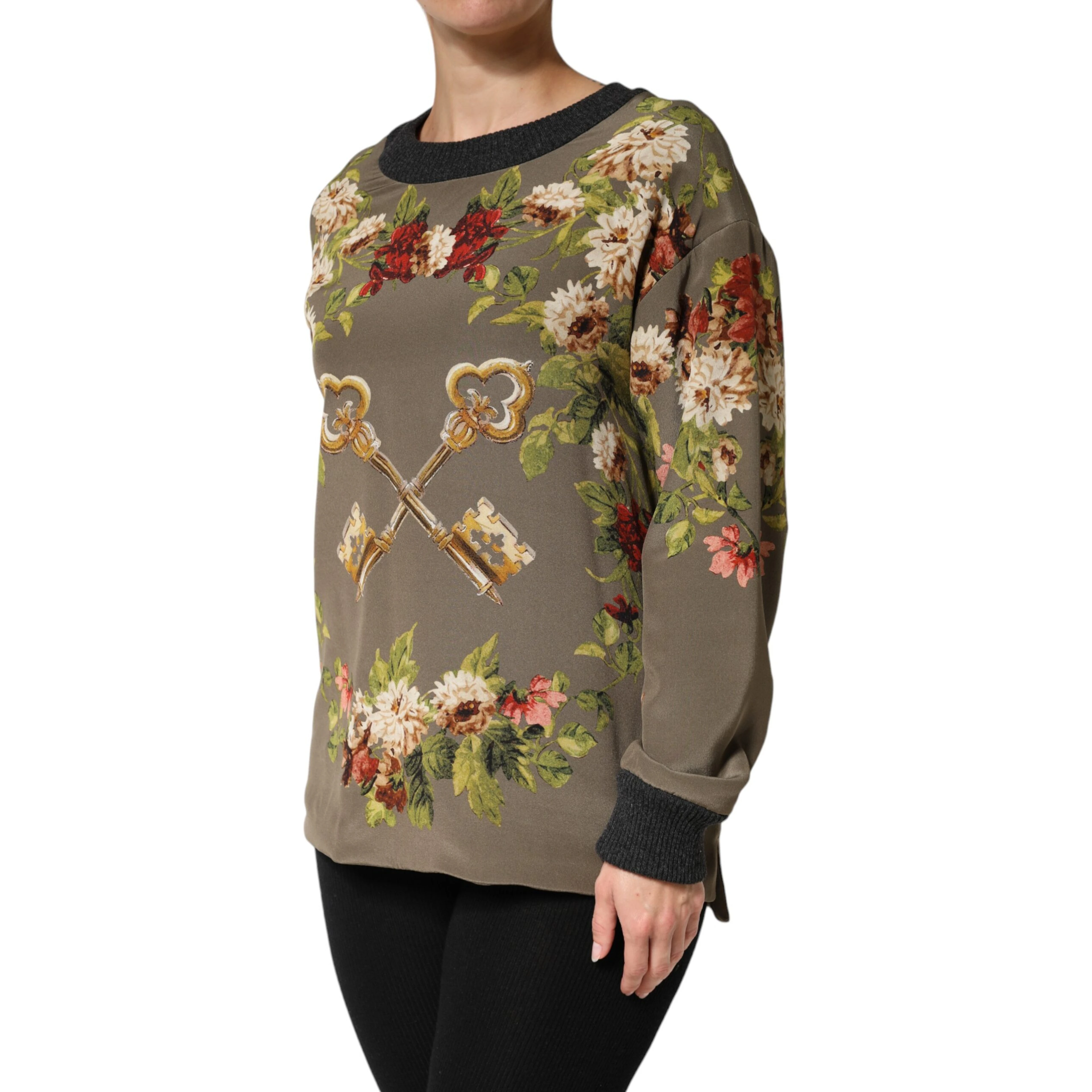 Enchanted Sicily Silk Crewneck Blouse Sweater