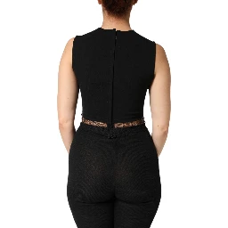 Black Jersey Lace Ruching Rhinestone Tank Top