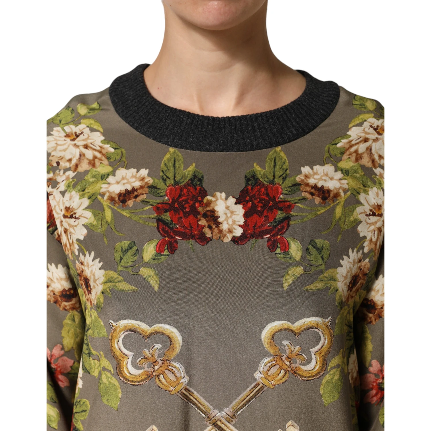 Enchanted Sicily Silk Crewneck Blouse Sweater