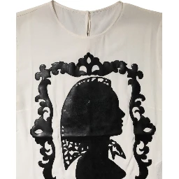 Cream Silk Silhouette Detail Short Sleeve Top
