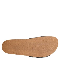 Black Brown Leather Slides Sandals Shoes