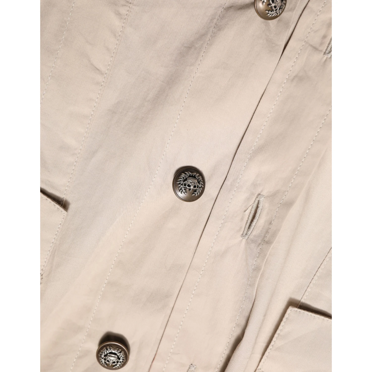 Beige Collared Long Sleeve Cotton Shirt Top