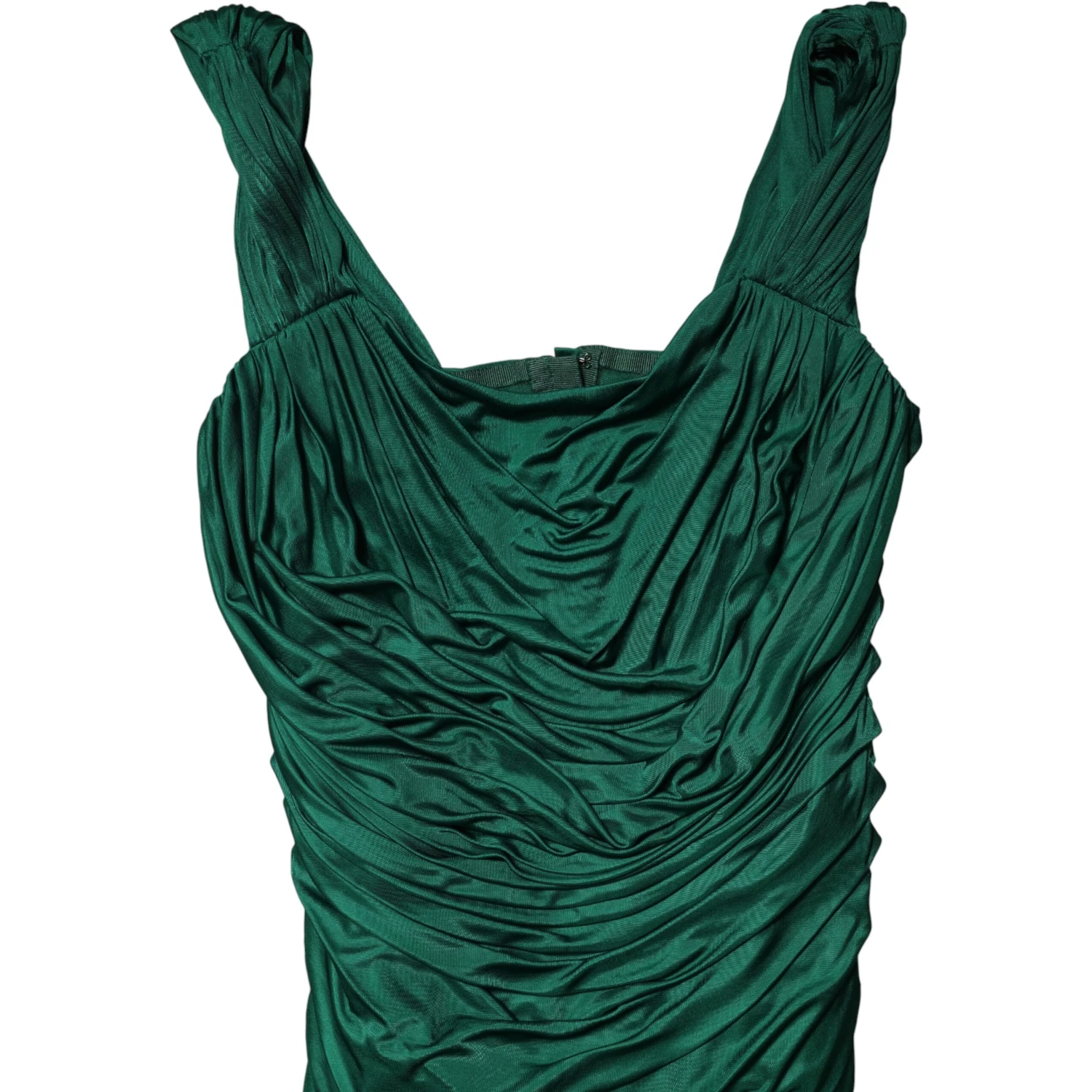 Green Viscose Drape Jersey Organzine Tank Top