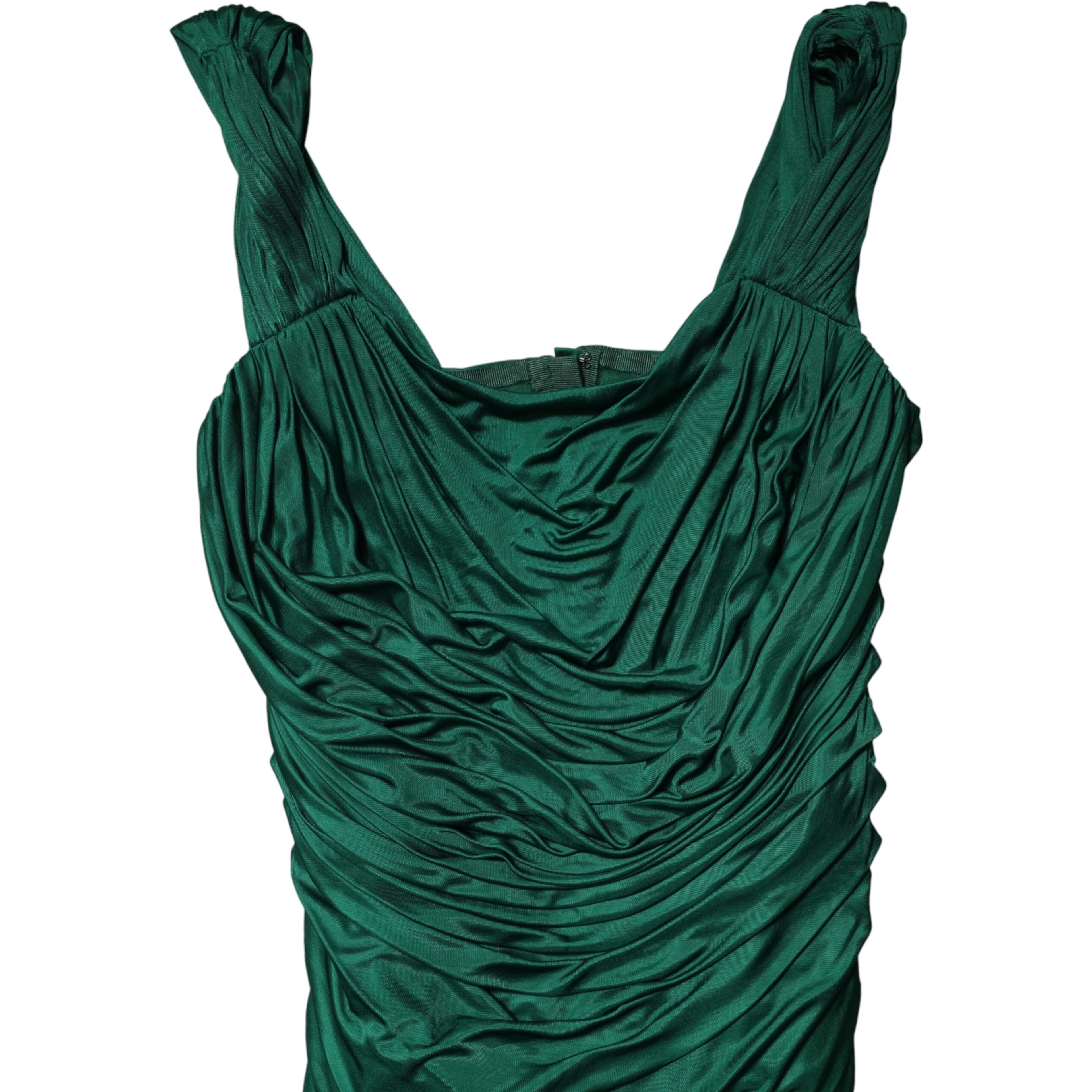Green Viscose Drape Jersey Organzine Tank Top