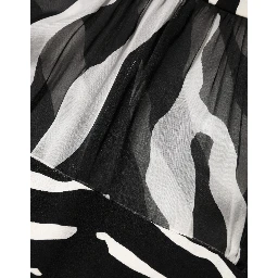 Zebra Print Chiffon Paneled Crop Blouse Top