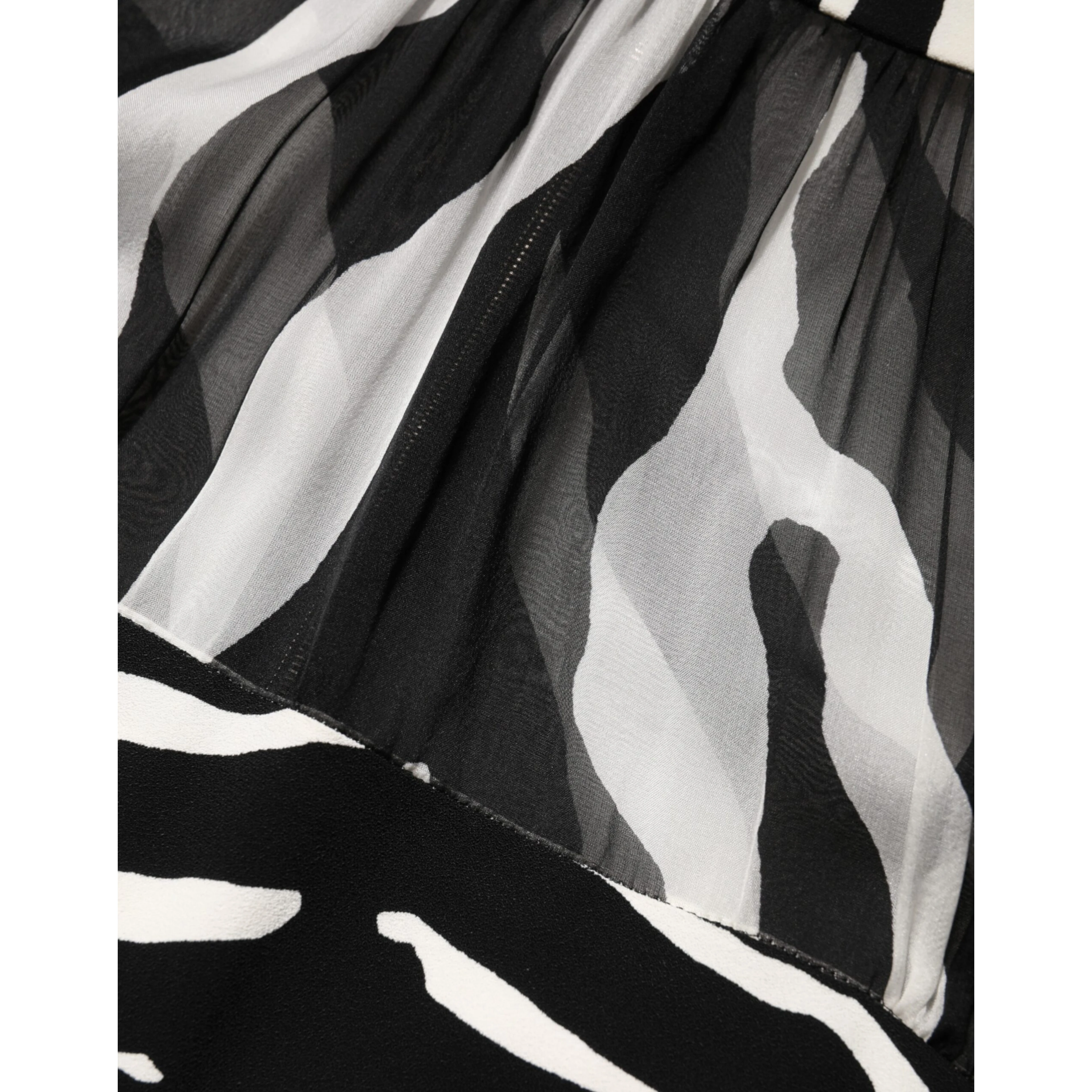 Zebra Print Chiffon Paneled Crop Blouse Top
