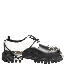 Black White Studded Men Formal Derby Shoes