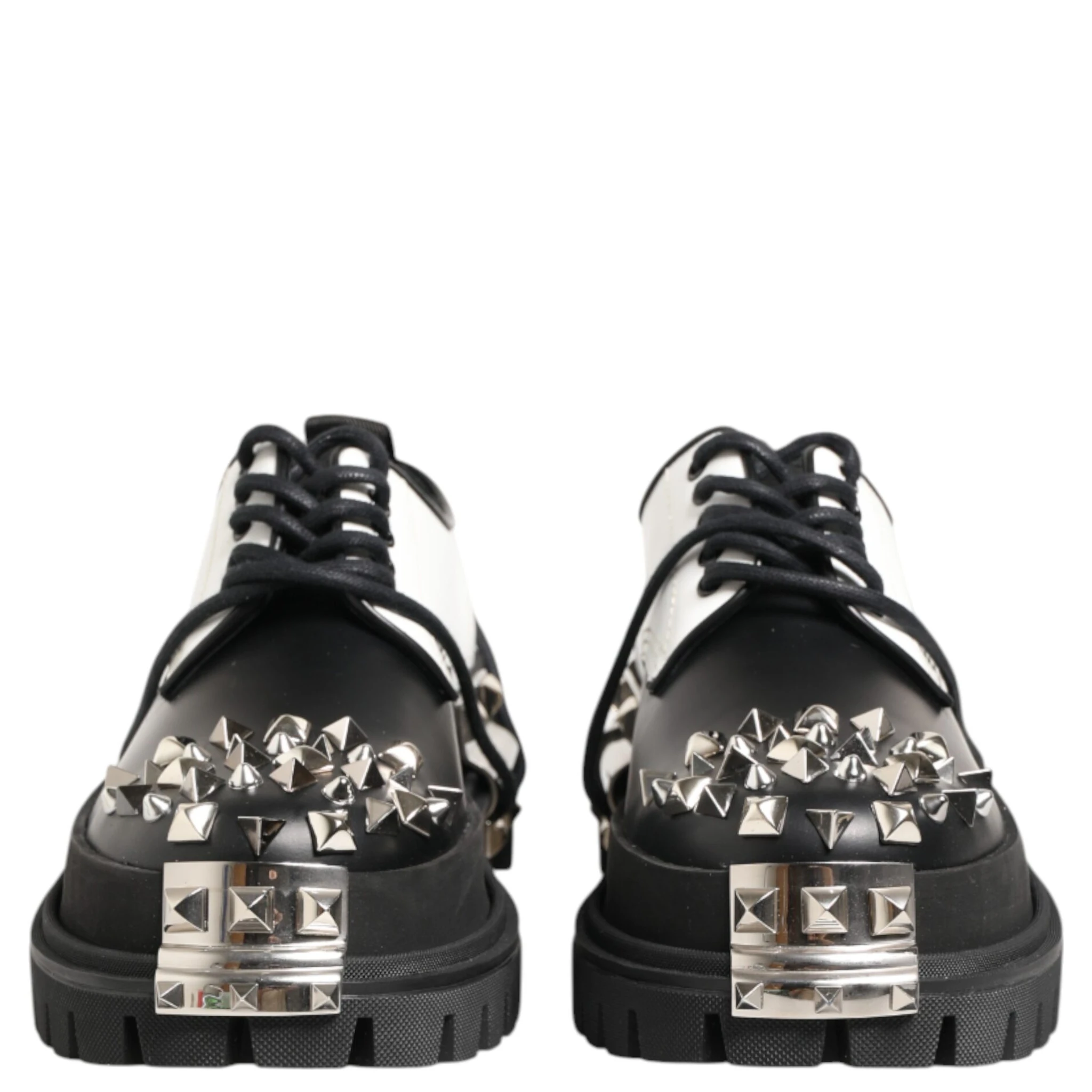 Black White Studded Men Formal Derby Shoes