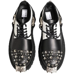 Black White Studded Men Formal Derby Shoes
