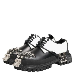 Black White Studded Men Formal Derby Shoes