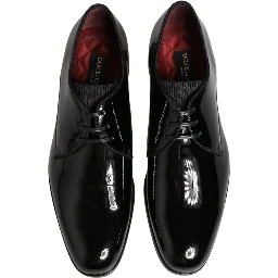 Black Calfskin Leather Derby Dress Shoes