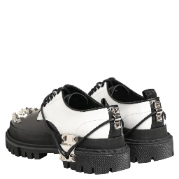 Black White Studded Men Formal Derby Shoes