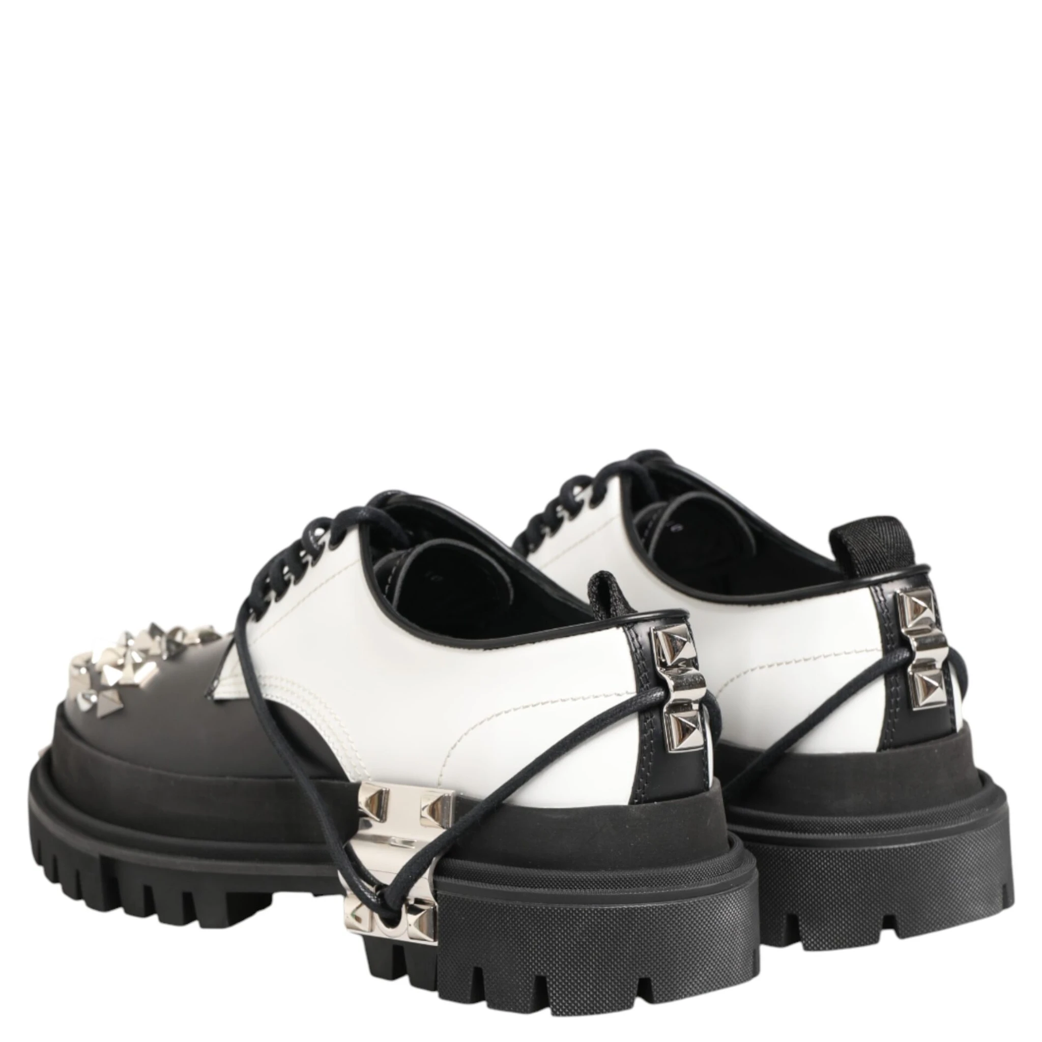 Black White Studded Men Formal Derby Shoes