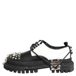 Black White Studded Men Formal Derby Shoes
