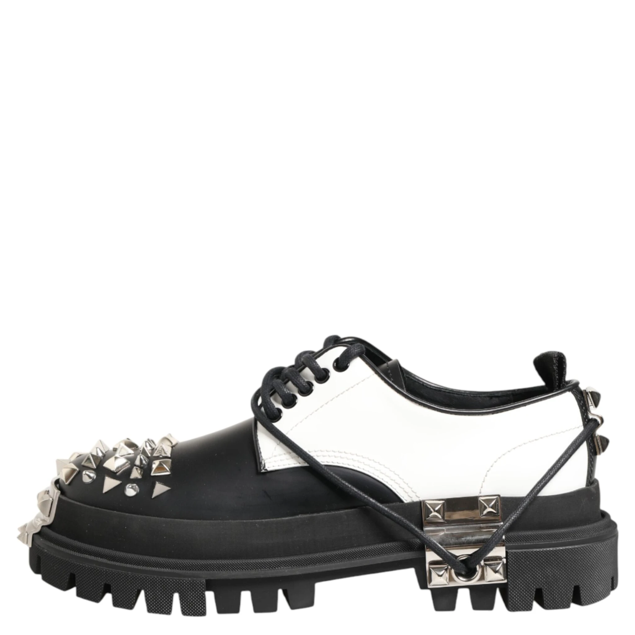 Black White Studded Men Formal Derby Shoes