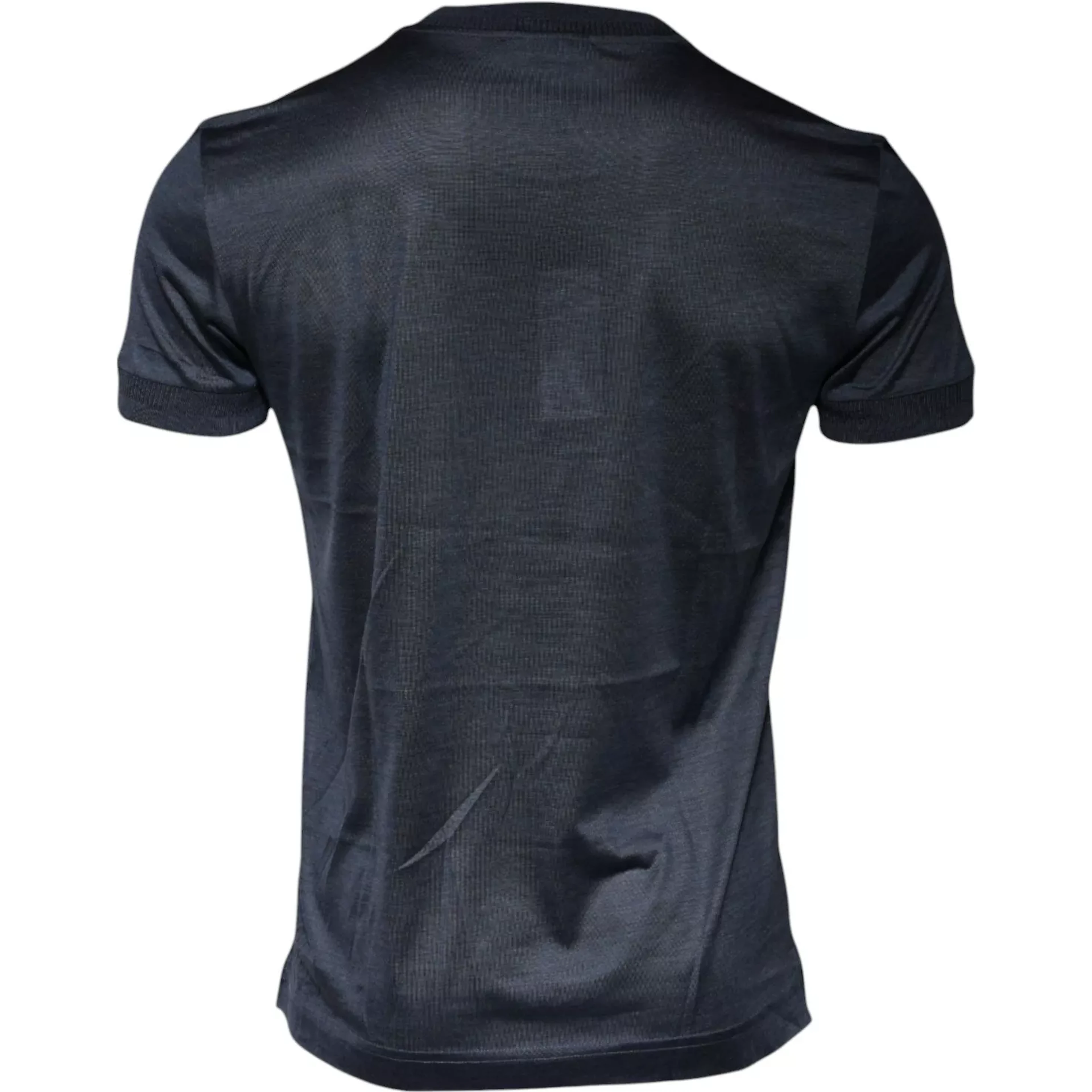 Blue Silk Crew Neck Short Sleeves Men T-shirt