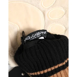 Brown Tiger Knitted Fur Wrist Mitten One Size Gloves
