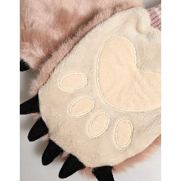 Brown Acrylic Knitted Fur Wrist Mitten Gloves
