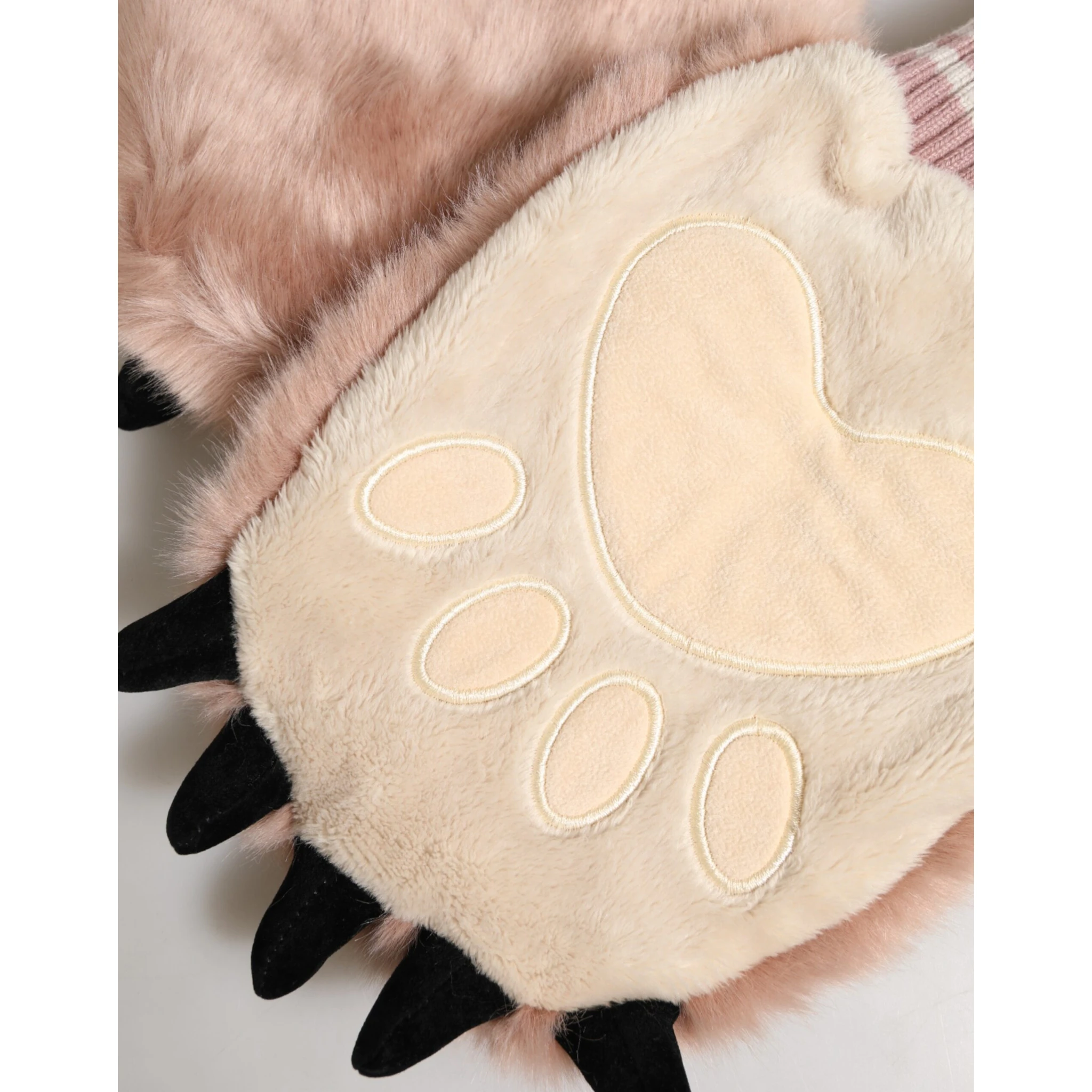 Brown Acrylic Knitted Fur Wrist Mitten Gloves