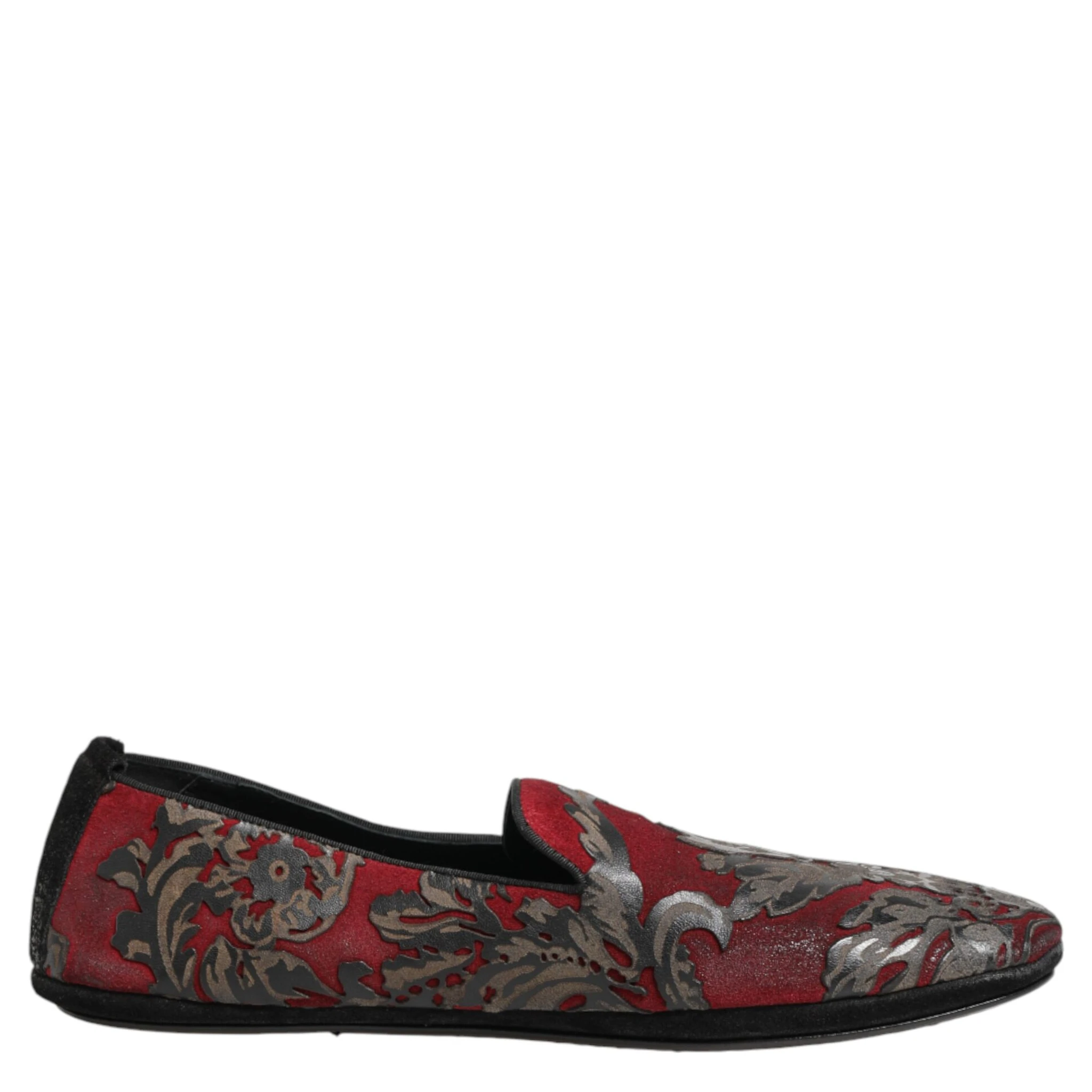 Bordeaux Jacquard Leather Slip On Loafer Shoes