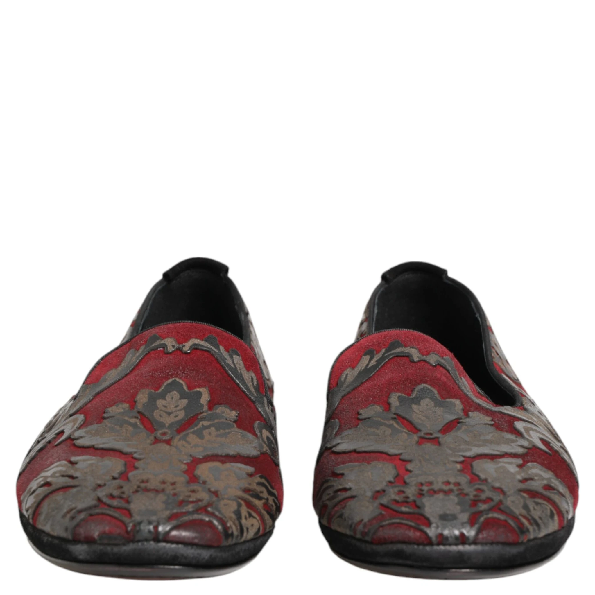 Bordeaux Jacquard Leather Slip On Loafer Shoes