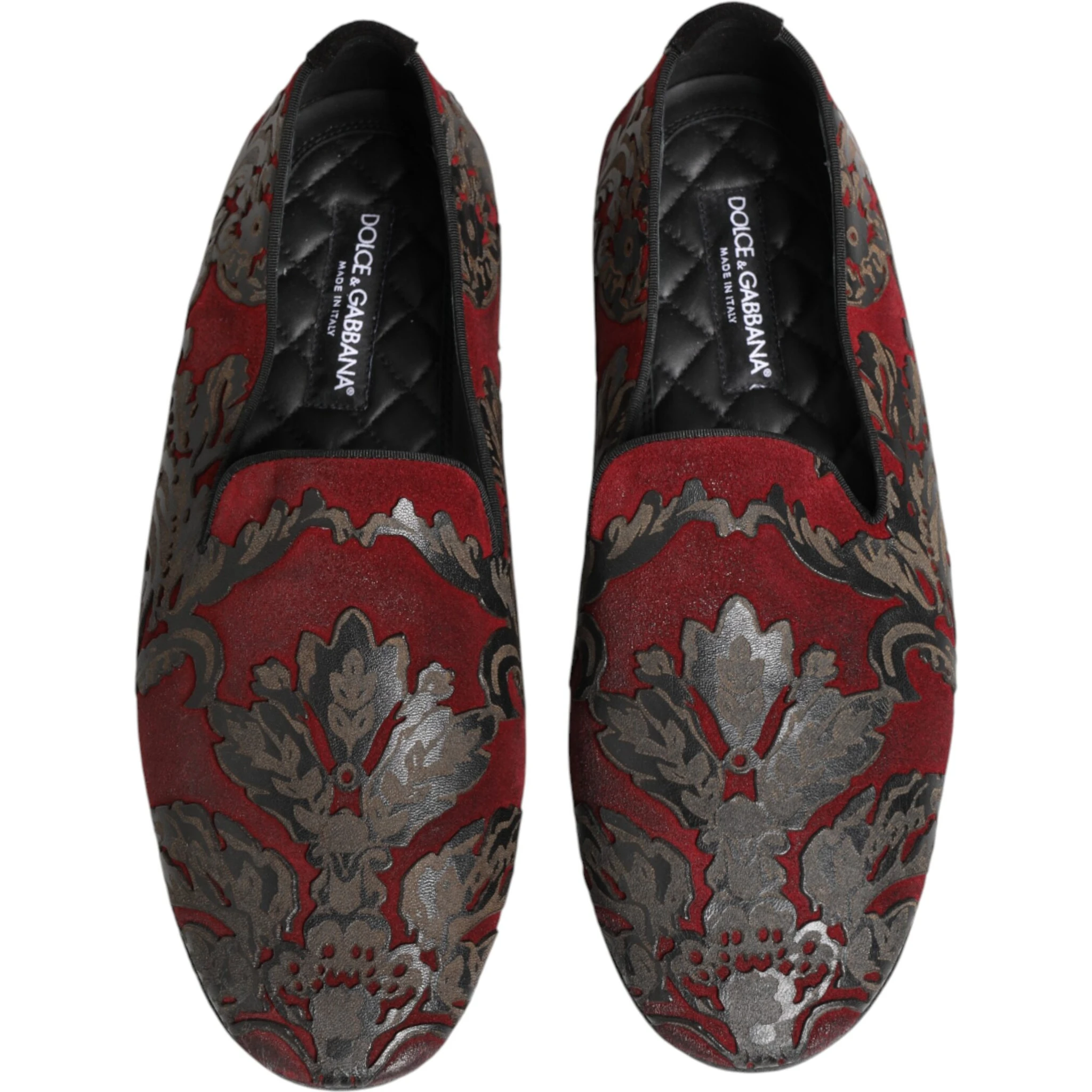 Bordeaux Jacquard Leather Slip On Loafer Shoes