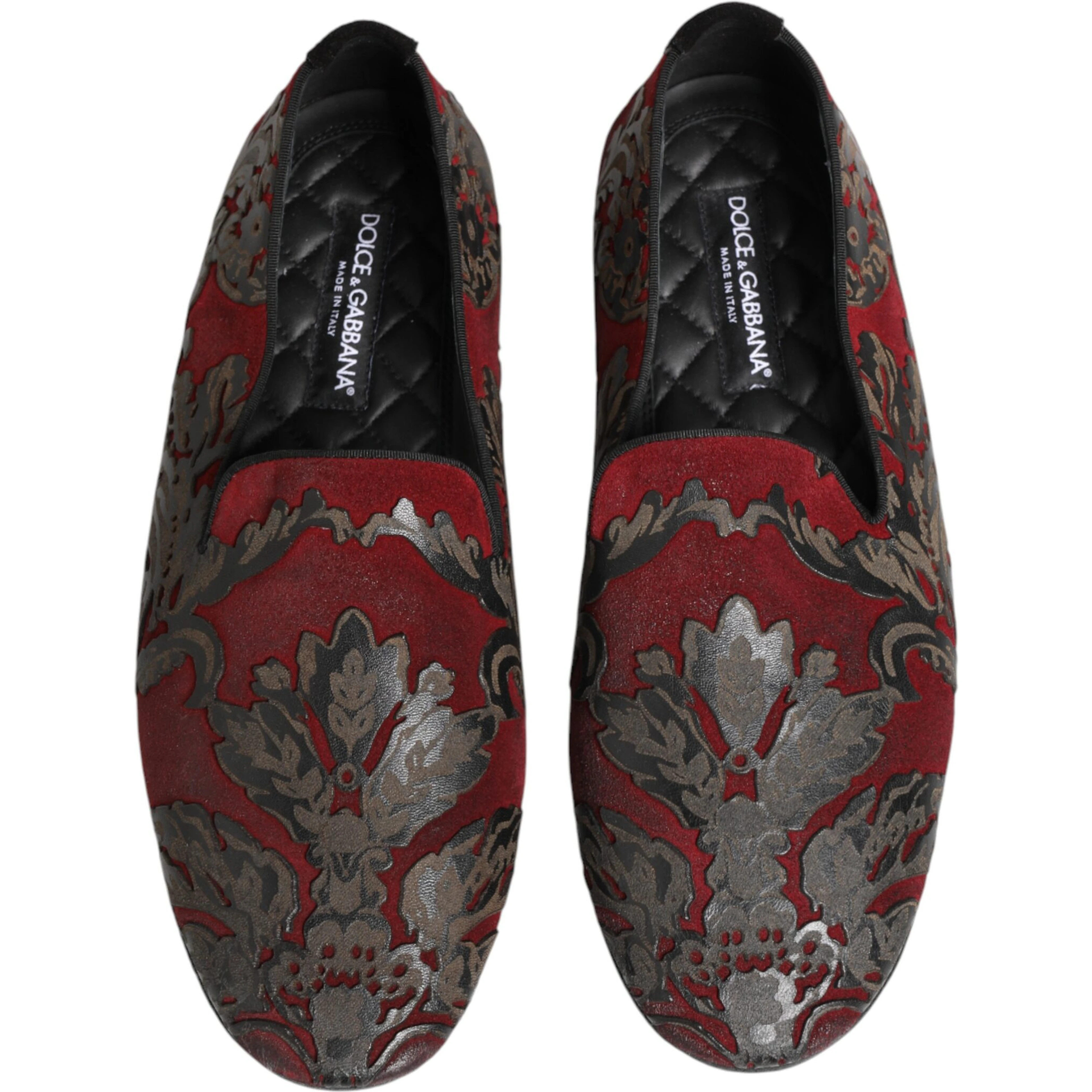 Bordeaux Jacquard Leather Slip On Loafer Shoes