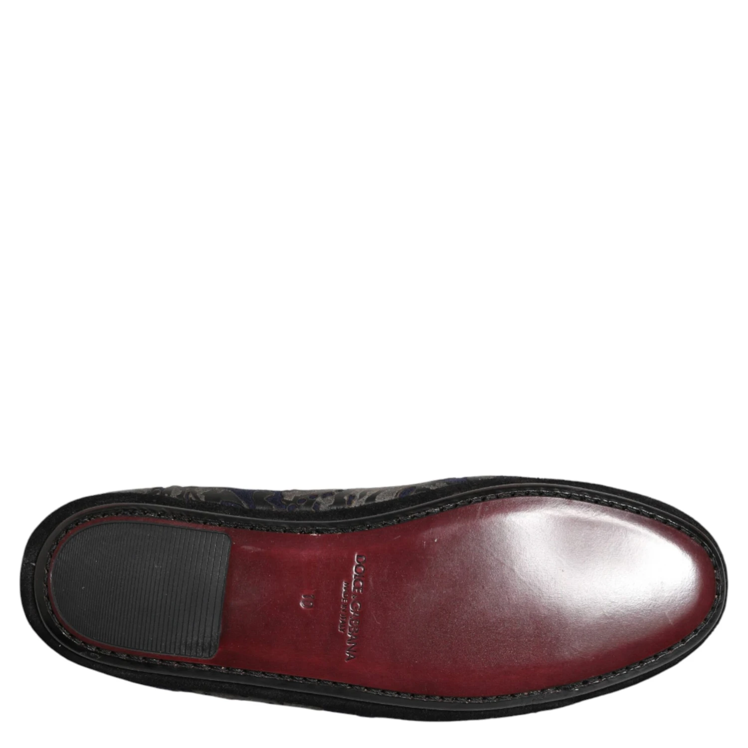 Black Jacquard Leather Slip On Loafers Shoes