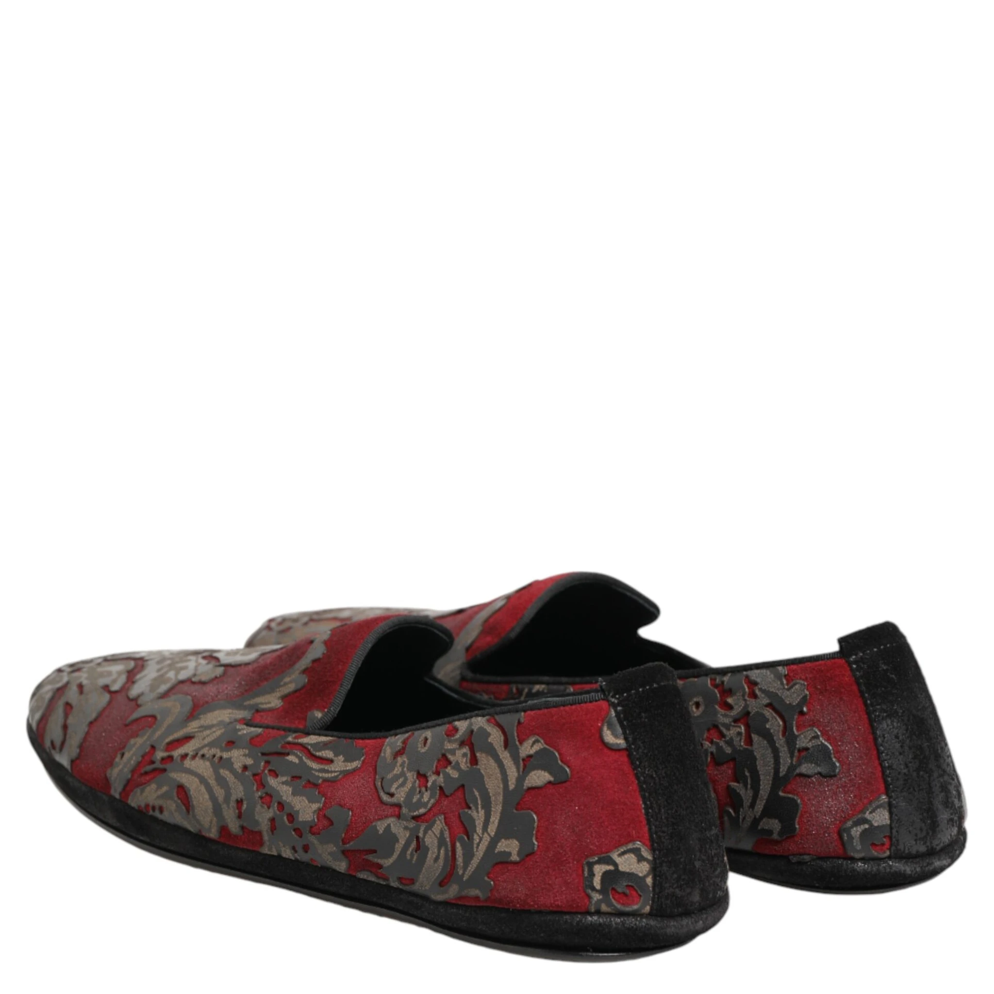 Bordeaux Jacquard Leather Slip On Loafer Shoes