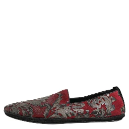 Bordeaux Jacquard Leather Slip On Loafer Shoes