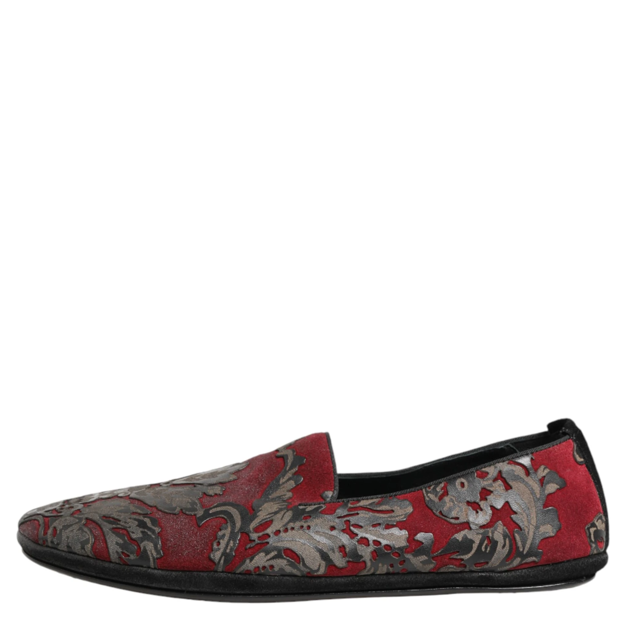 Bordeaux Jacquard Leather Slip On Loafer Shoes