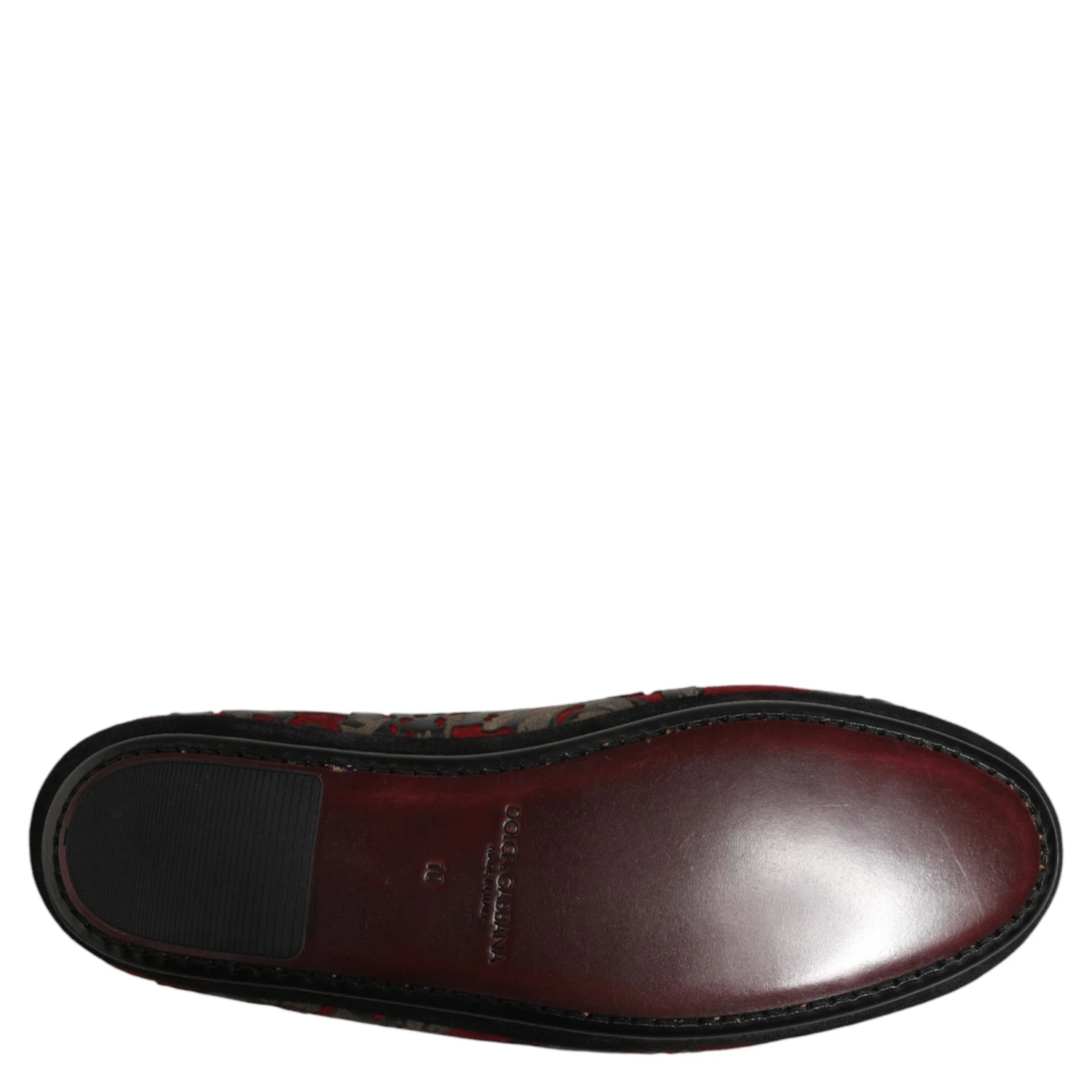 Bordeaux Jacquard Leather Slip On Loafer Shoes