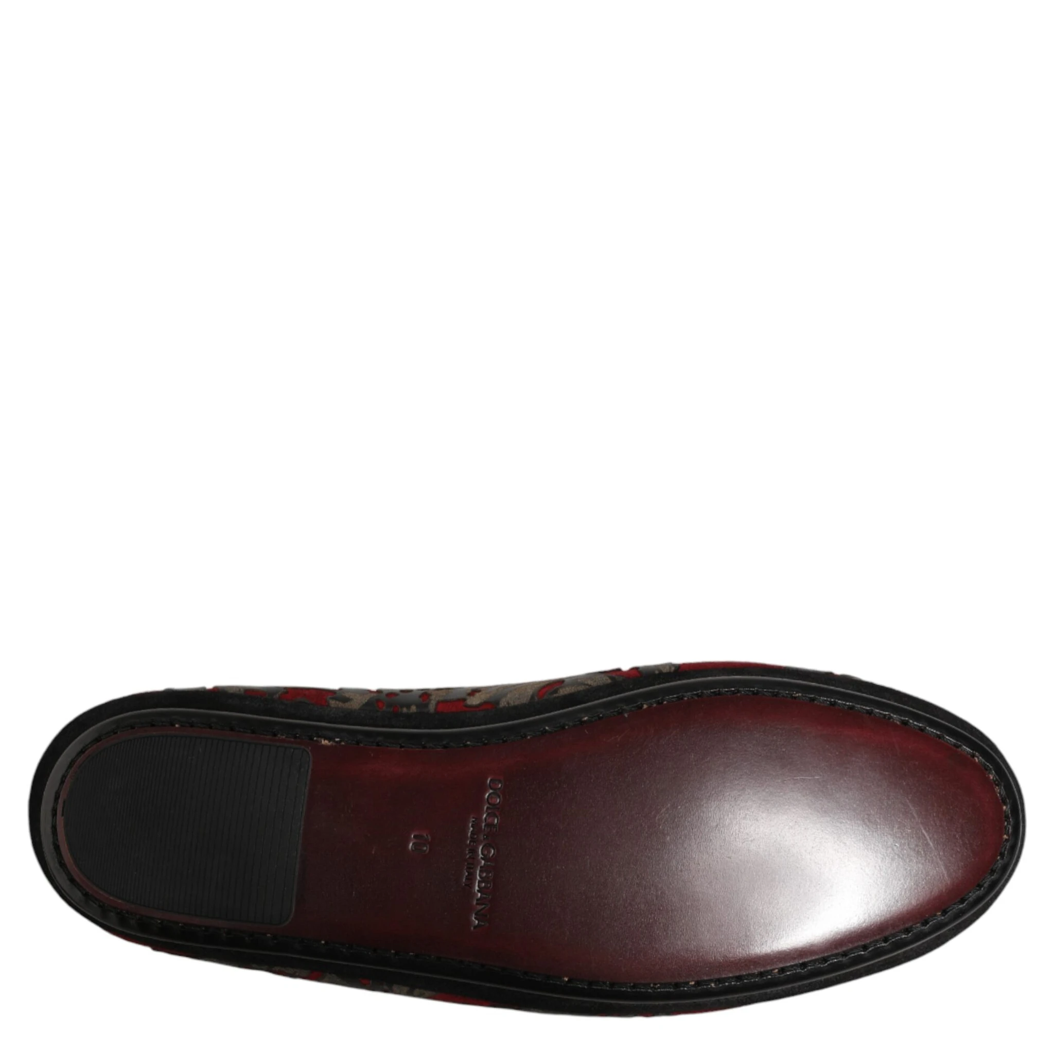 Bordeaux Jacquard Leather Slip On Loafer Shoes