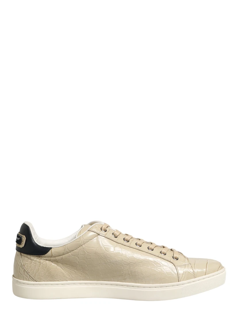 Beige London Low Top Leather Sneakers Shoes