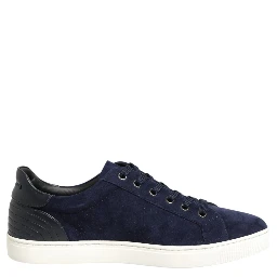 Blue Leather Suede Low Top Sneakers Shoes