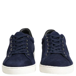 Blue Leather Suede Low Top Sneakers Shoes